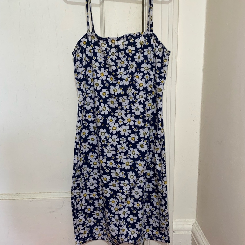 SHEIN Navy Daisy Floral Bodycon Dress